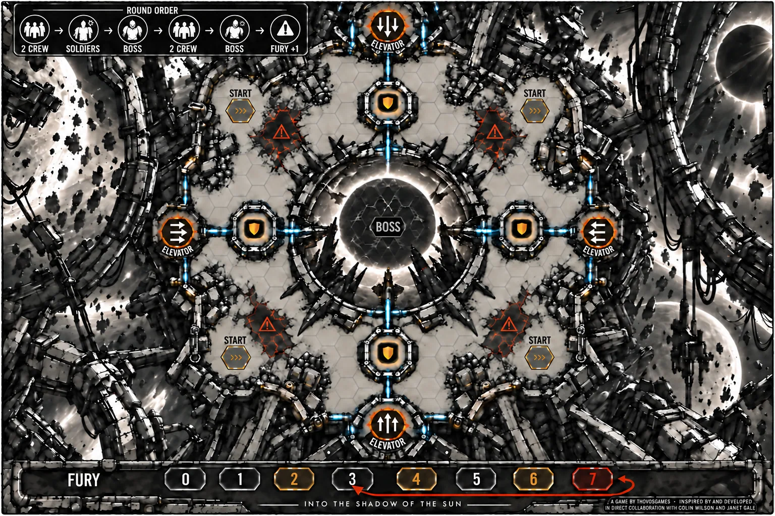Arena side of the board